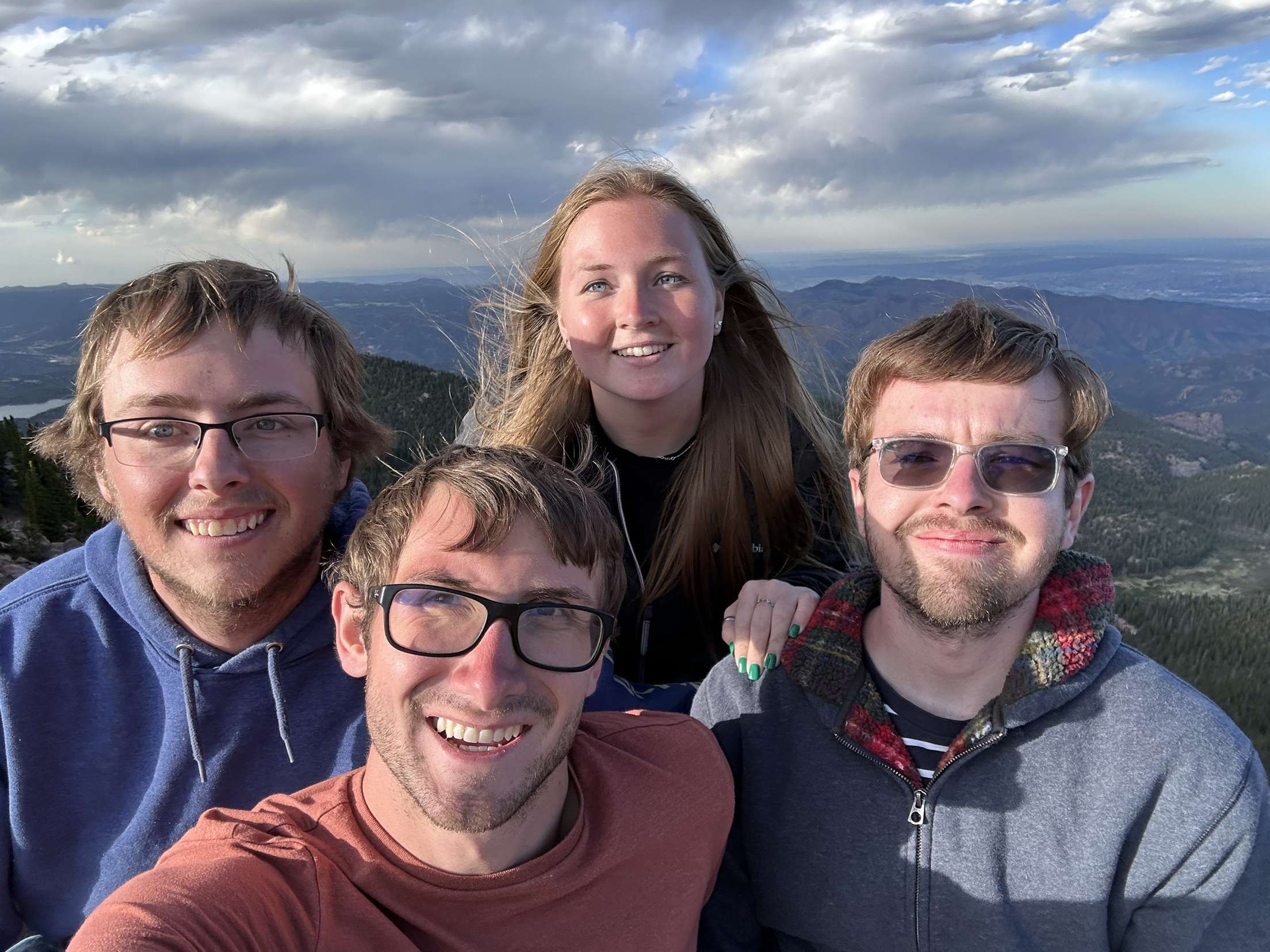 Evan hiking with friends