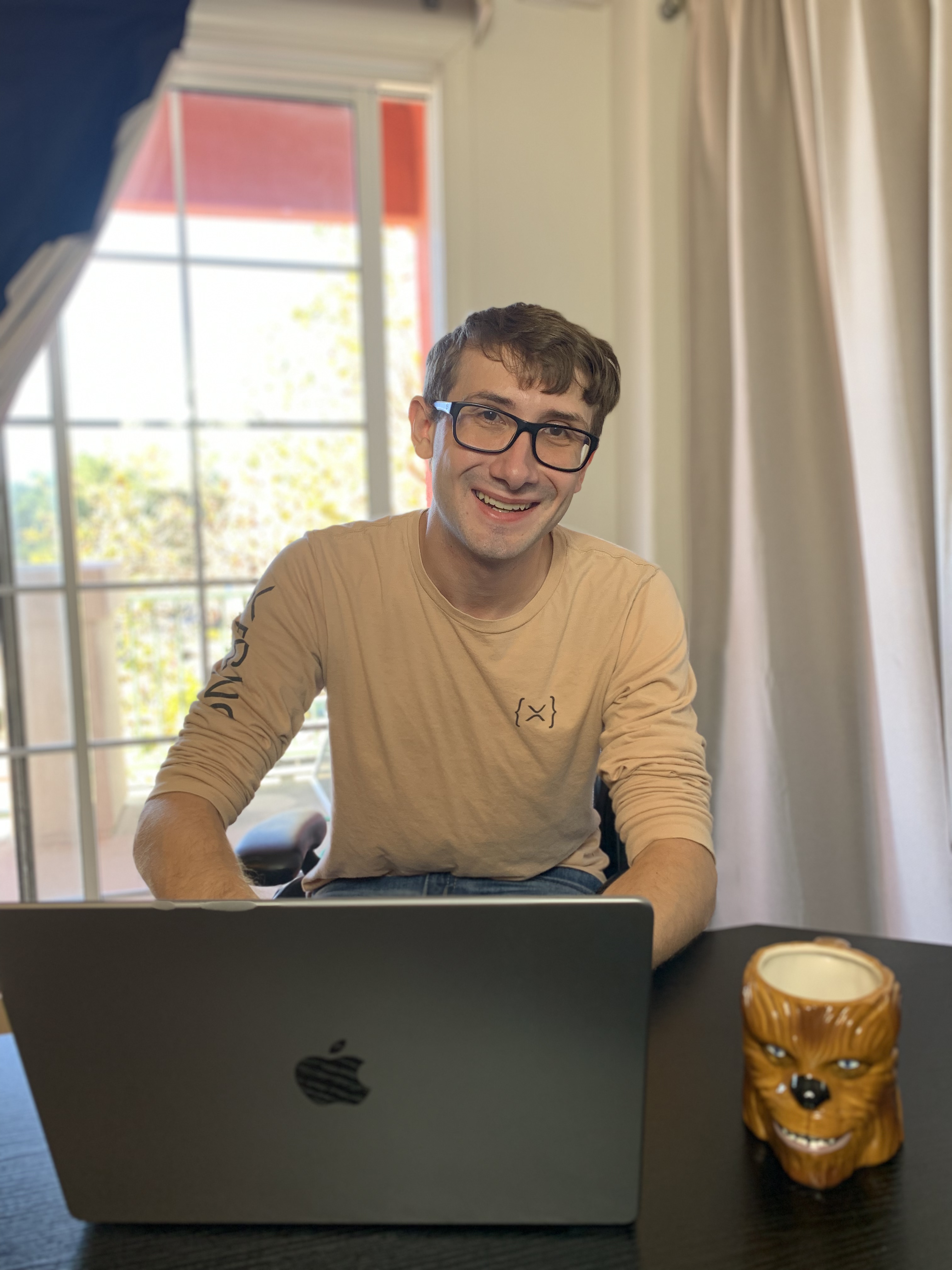 Evan working on laptop